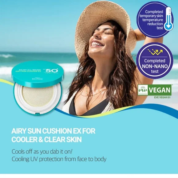 SCINIC Enjoy All Round Airy Sun Cushion SPF 50+ PA++++-SCINIC Enjoy All Round Airy Sun Cushion SPF 50+ PA++++