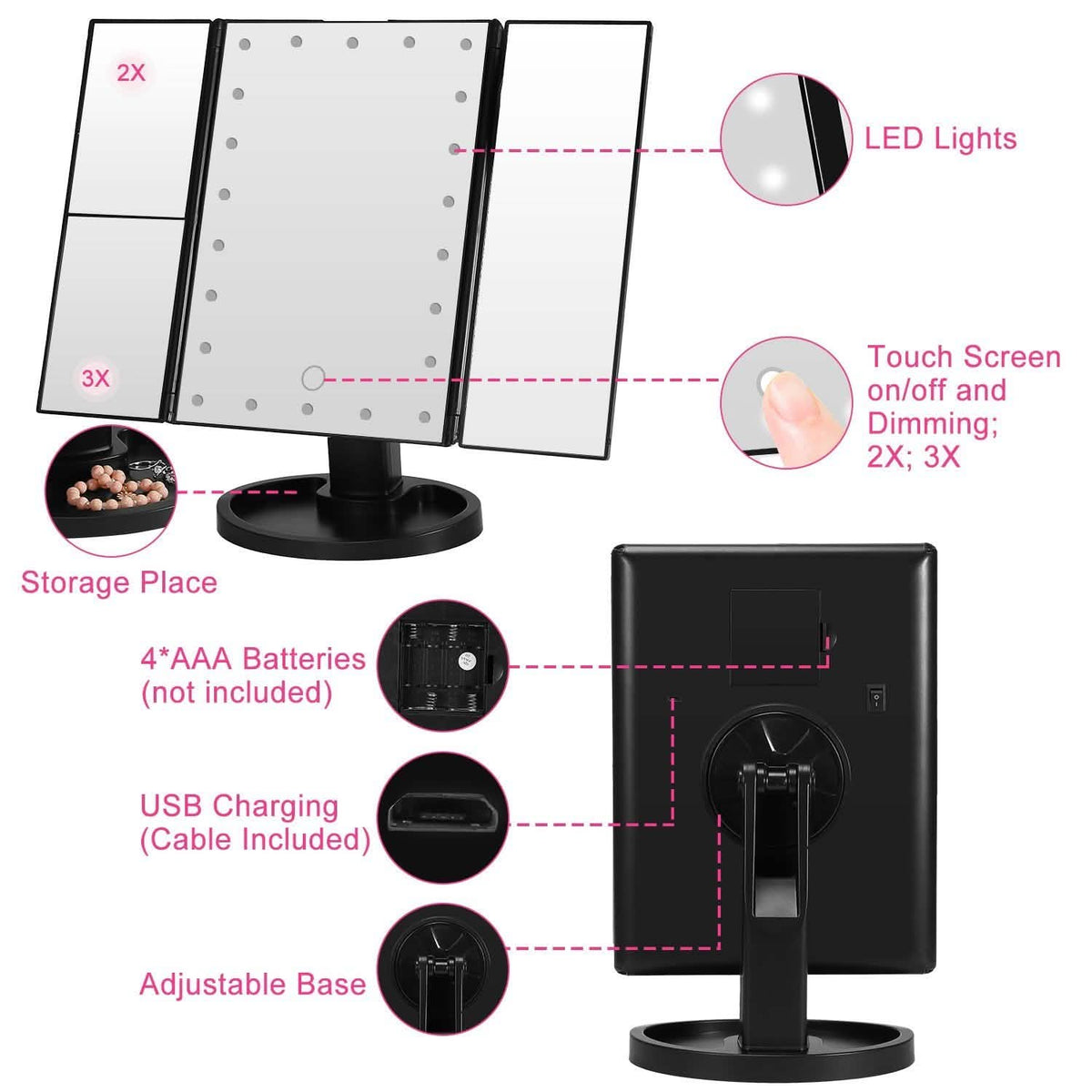 Make Up Mirror with 22 LED Lights-Make Up Mirror with 22 LED Lights