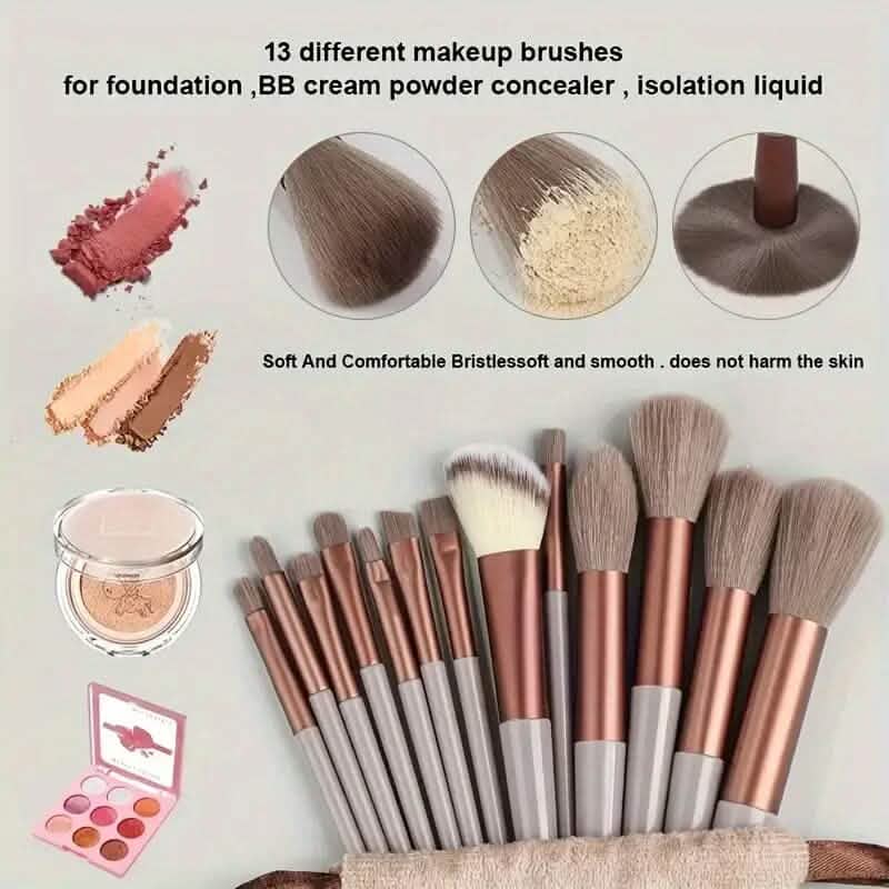 13-Piece: Professional Soft Fluffy Makeup Brush Set with Bag Case-13-Piece: Professional Soft Fluffy Makeup Brush Set with Bag Case