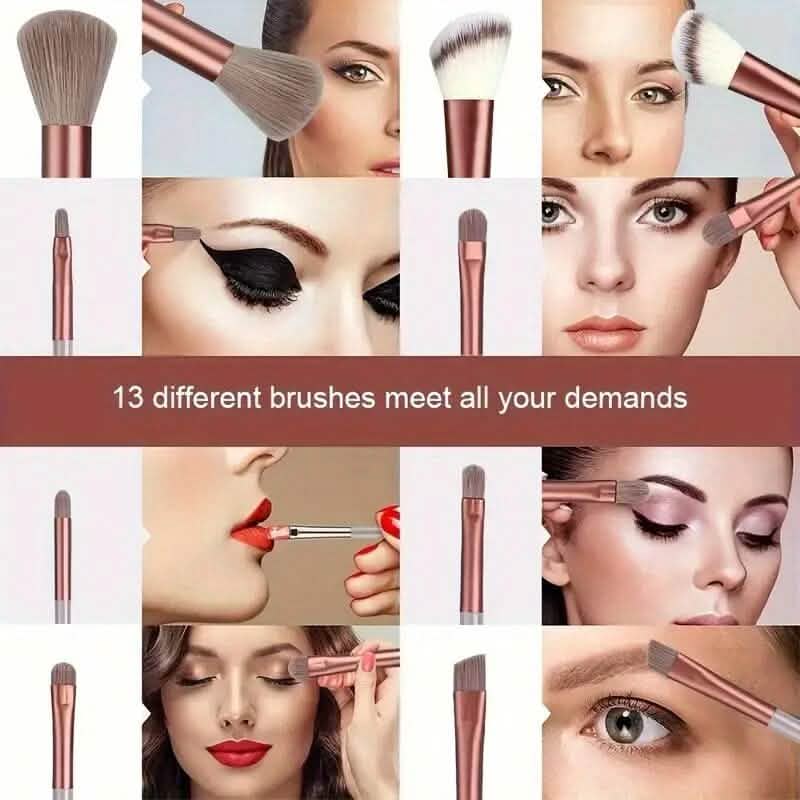 13-Piece: Professional Soft Fluffy Makeup Brush Set with Bag Case-13-Piece: Professional Soft Fluffy Makeup Brush Set with Bag Case