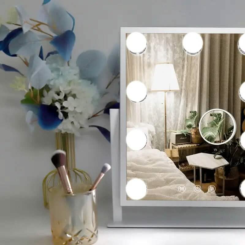 Makeup Mirror with 9 Bulbs, Adjustable Brightness and Smart Touch Control-Makeup Mirror with 9 Bulbs, Adjustable Brightness and Smart Touch Control