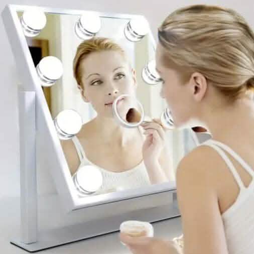 Makeup Mirror with 9 Bulbs, Adjustable Brightness and Smart Touch Control-Makeup Mirror with 9 Bulbs, Adjustable Brightness and Smart Touch Control