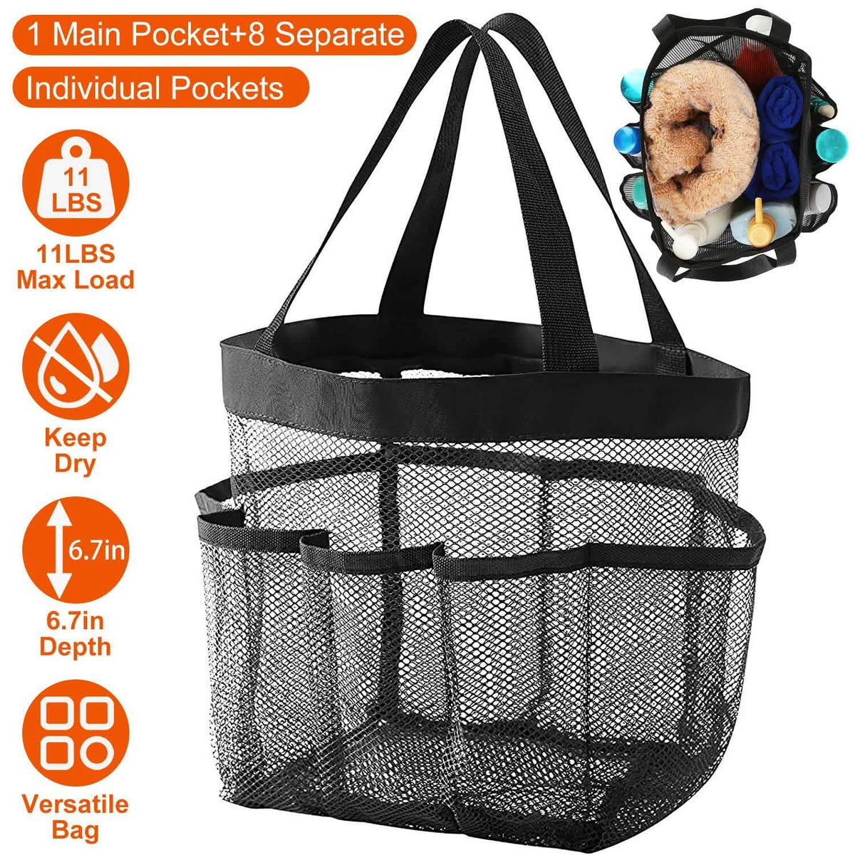 Mesh Shower Caddy Bag Organizer Storage Hanging Basket-Mesh Shower Caddy Bag Organizer Storage Hanging Basket