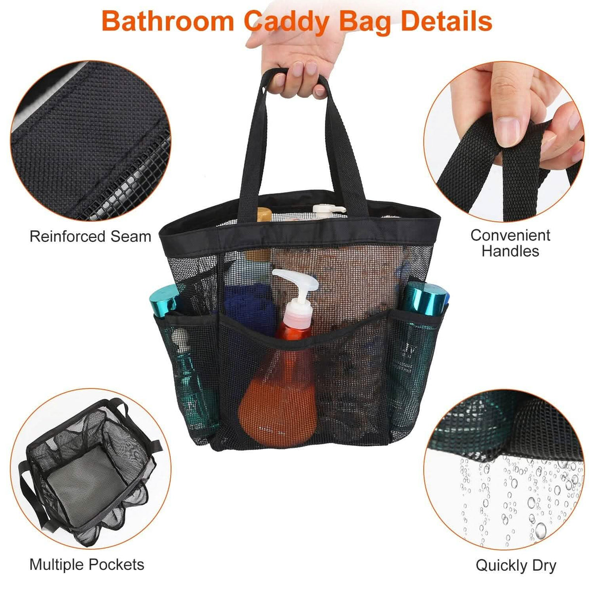 Mesh Shower Caddy Bag Organizer Storage Hanging Basket-Mesh Shower Caddy Bag Organizer Storage Hanging Basket