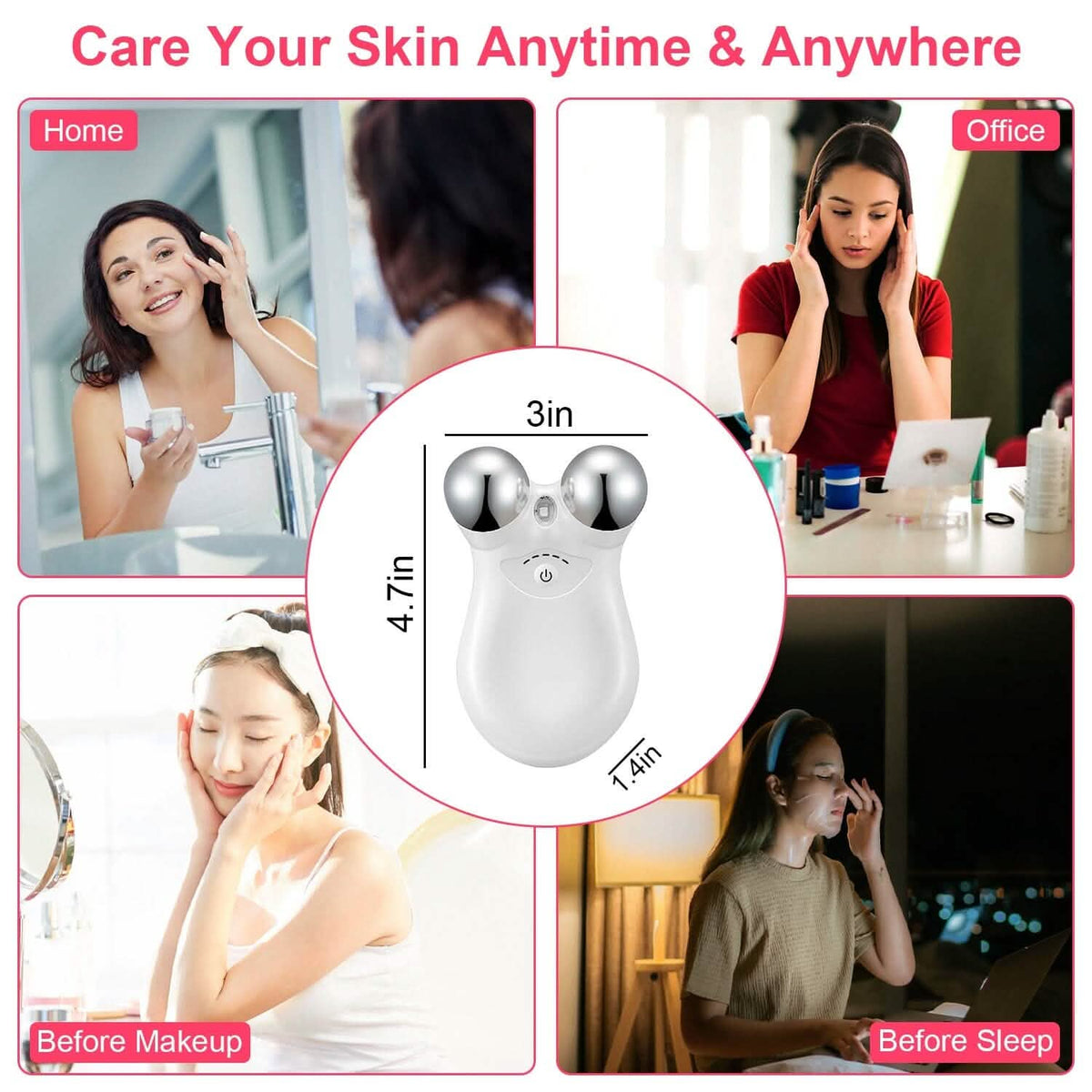 Micro-Current Face Massager Rechargeable Roller with 5 Gears-Micro-Current Face Massager Rechargeable Roller with 5 Gears
