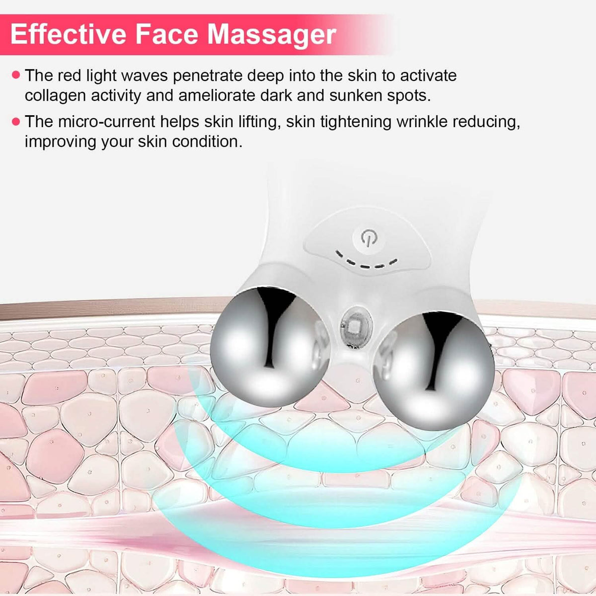 Micro-Current Face Massager Rechargeable Roller with 5 Gears-Micro-Current Face Massager Rechargeable Roller with 5 Gears