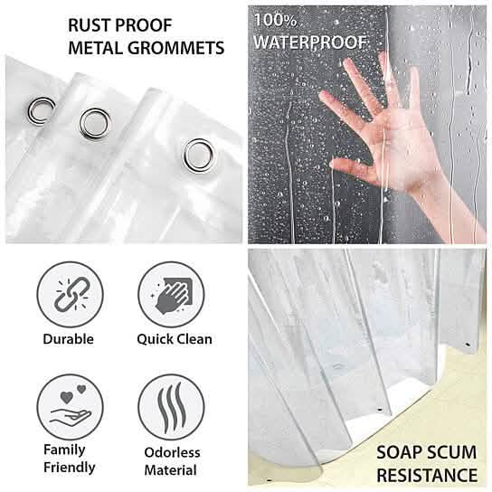 Mildew Resistant Heavyweight Vinyl Shower Curtain Liner with Magnets Metal Grommets-Mildew Resistant Heavyweight Vinyl Shower Curtain Liner with Magnets Metal Grommets