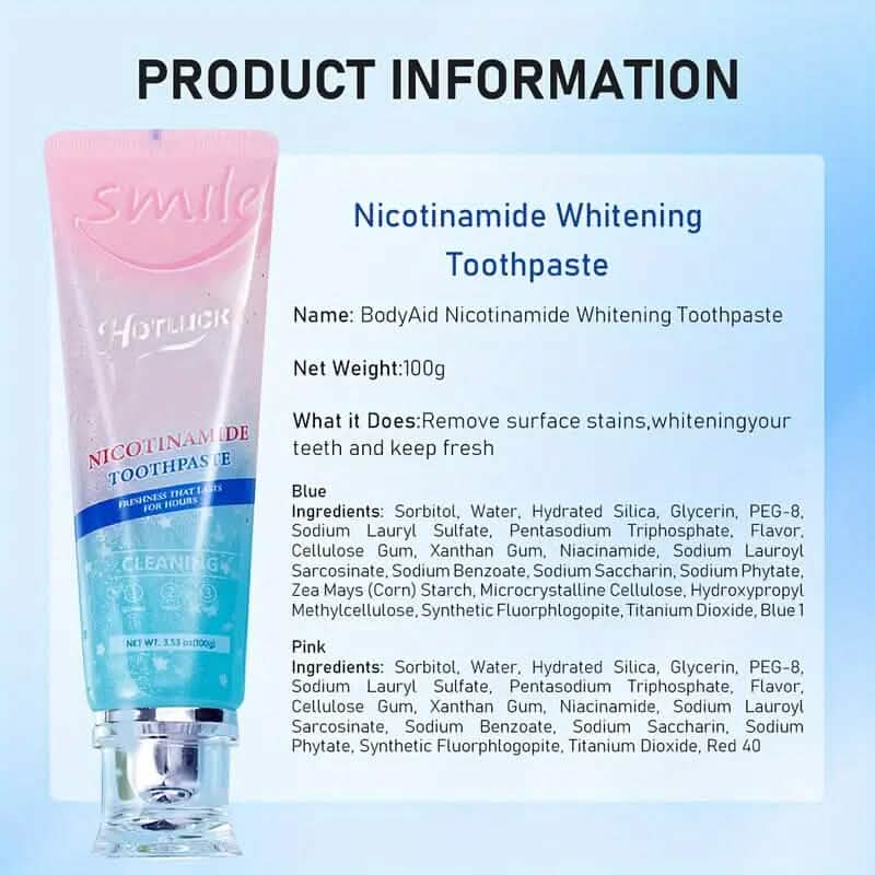 Niacinamide Intensive Whitening Toothpaste - Fresh Breath, Remove Tooth Stains-Niacinamide Intensive Whitening Toothpaste - Fresh Breath, Remove Tooth Stains