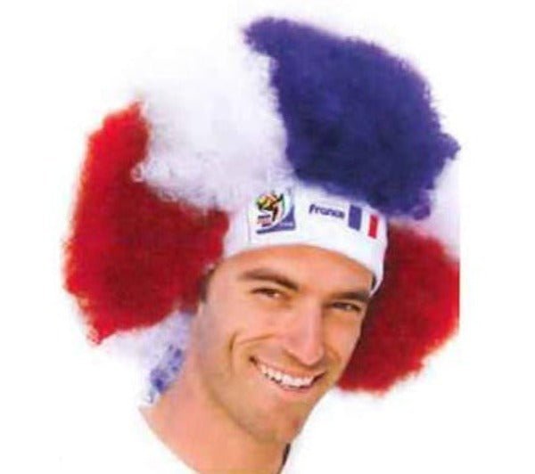 France World Cup Soccer Afro Wig – Official FIFA Licensed Retro Fan Gear-France World Cup Soccer Afro Wig – Official FIFA Licensed Retro Fan Gear