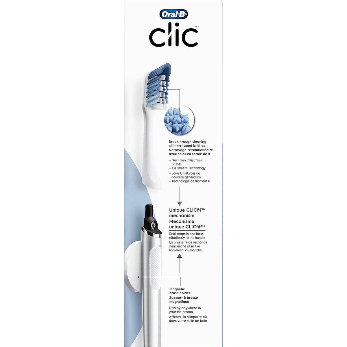 Oral-B Clic Deluxe Starter Kit, Manual Toothbrush with 3 Brush Heads & Magnetic Brush Mount-Oral-B Clic Deluxe Starter Kit, Manual Toothbrush with 3 Brush Heads & Magnetic Brush Mount