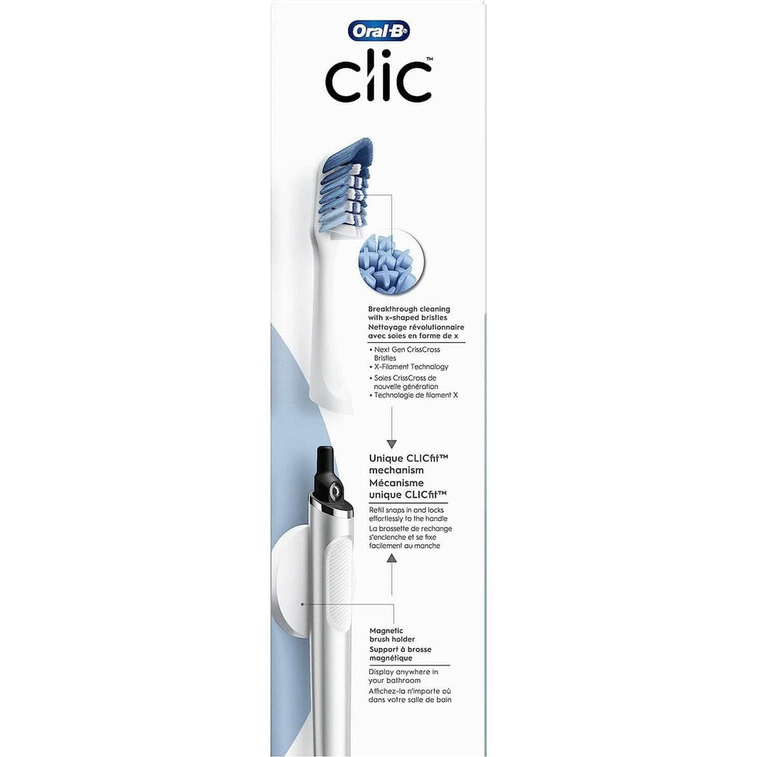 Oral-B Clic Deluxe Starter Kit, Manual Toothbrush with 3 Brush Heads & Magnetic Brush Mount-Oral-B Clic Deluxe Starter Kit, Manual Toothbrush with 3 Brush Heads & Magnetic Brush Mount