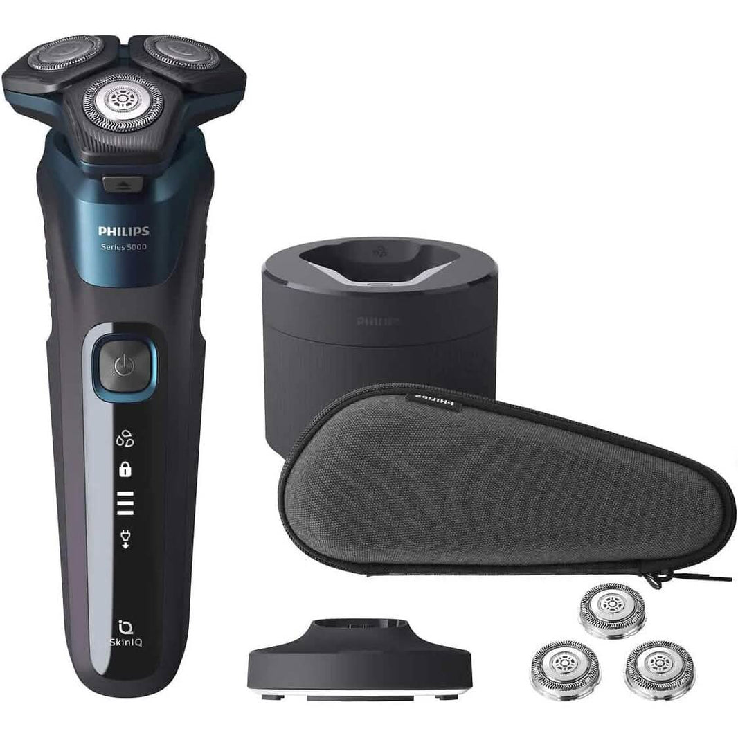 Philips Wet & Dry Shaver 5000 with SkinIQ Tech + Shave Heads, Charging & Cleaning Base (Refurbished)-Philips Wet & Dry Shaver 5000 with SkinIQ Tech + Shave Heads, Charging & Cleaning Base (Refurbished)