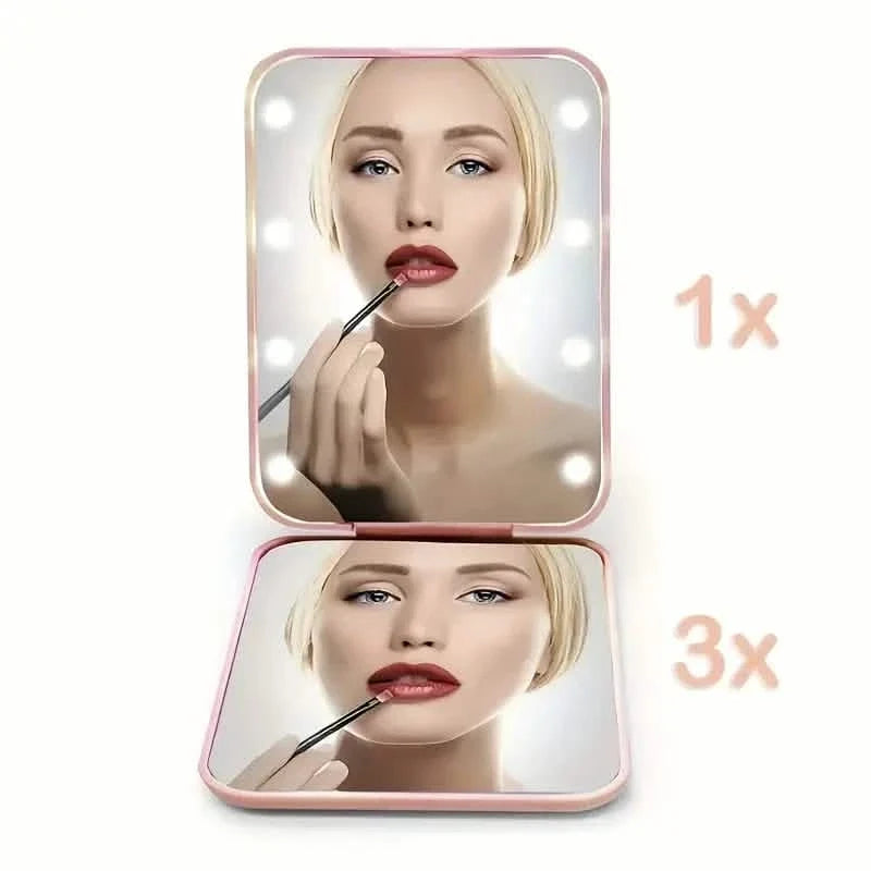 Pocket Mirror, 1X/3X Magnification LED Compact Travel Makeup Mirror-Pocket Mirror, 1X/3X Magnification LED Compact Travel Makeup Mirror