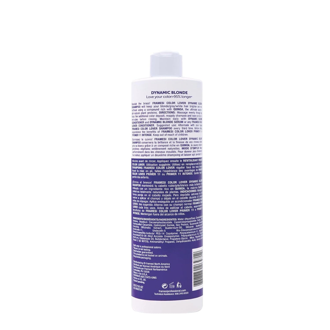 FRAMESI Color Lover Dynamic Blonde Purple Shampoo, Sulfate Free Shampoo, Color Treated Hair-FRAMESI Color Lover Dynamic Blonde Purple Shampoo, Sulfate Free Shampoo, Color Treated Hair
