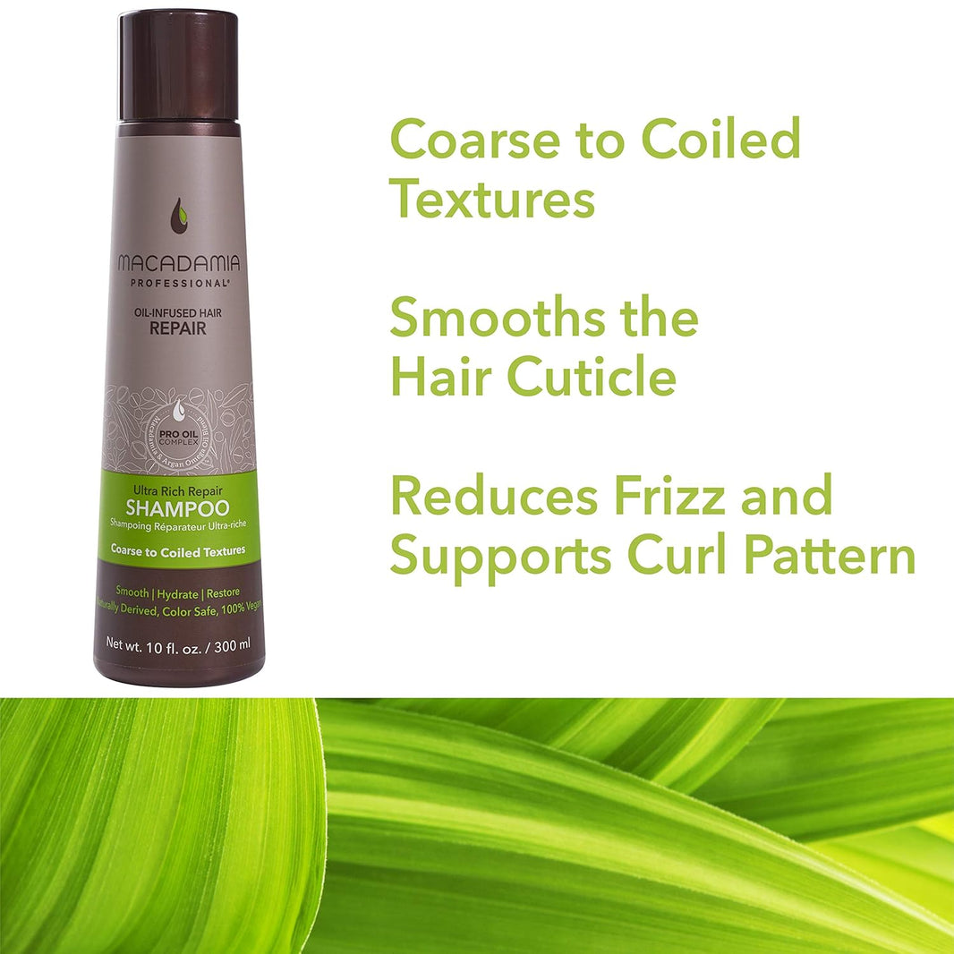 Macadamia Professional Hair Care Sulfate & Paraben Free Natural Organic Cruelty-Free Vegan Hair Products Ultra Rich Hair Repair Shampoo, 10oz-Macadamia Professional Hair Care Sulfate & Paraben Free Natural Organic Cruelty-Free Vegan Hair Products Ultra Rich Hair Repair Shampoo, 10oz