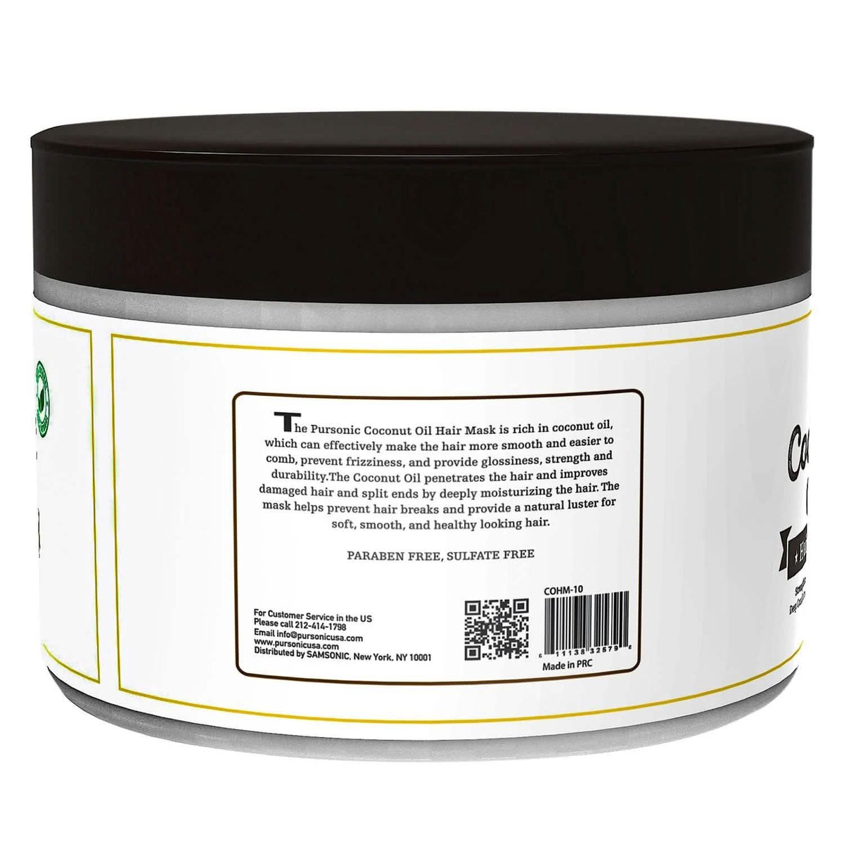 Pursonic Coconut Oil Hair Mask 10 oz-Pursonic Coconut Oil Hair Mask 10 oz