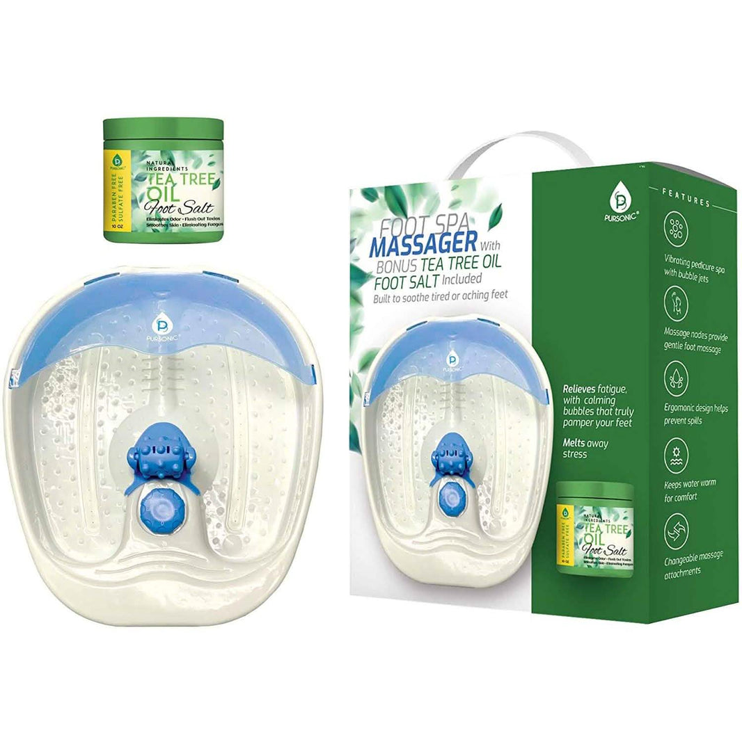 Pursonic Foot Spa Massager with Vibrating Bubbles & Tea Tree Oil Foot Salt Scrub with Epsom Salt-Pursonic Foot Spa Massager with Vibrating Bubbles & Tea Tree Oil Foot Salt Scrub with Epsom Salt