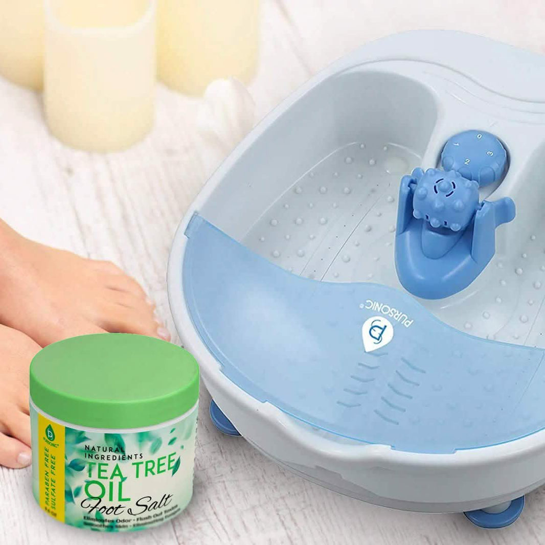 Pursonic Foot Spa Massager with Vibrating Bubbles & Tea Tree Oil Foot Salt Scrub with Epsom Salt-Pursonic Foot Spa Massager with Vibrating Bubbles & Tea Tree Oil Foot Salt Scrub with Epsom Salt