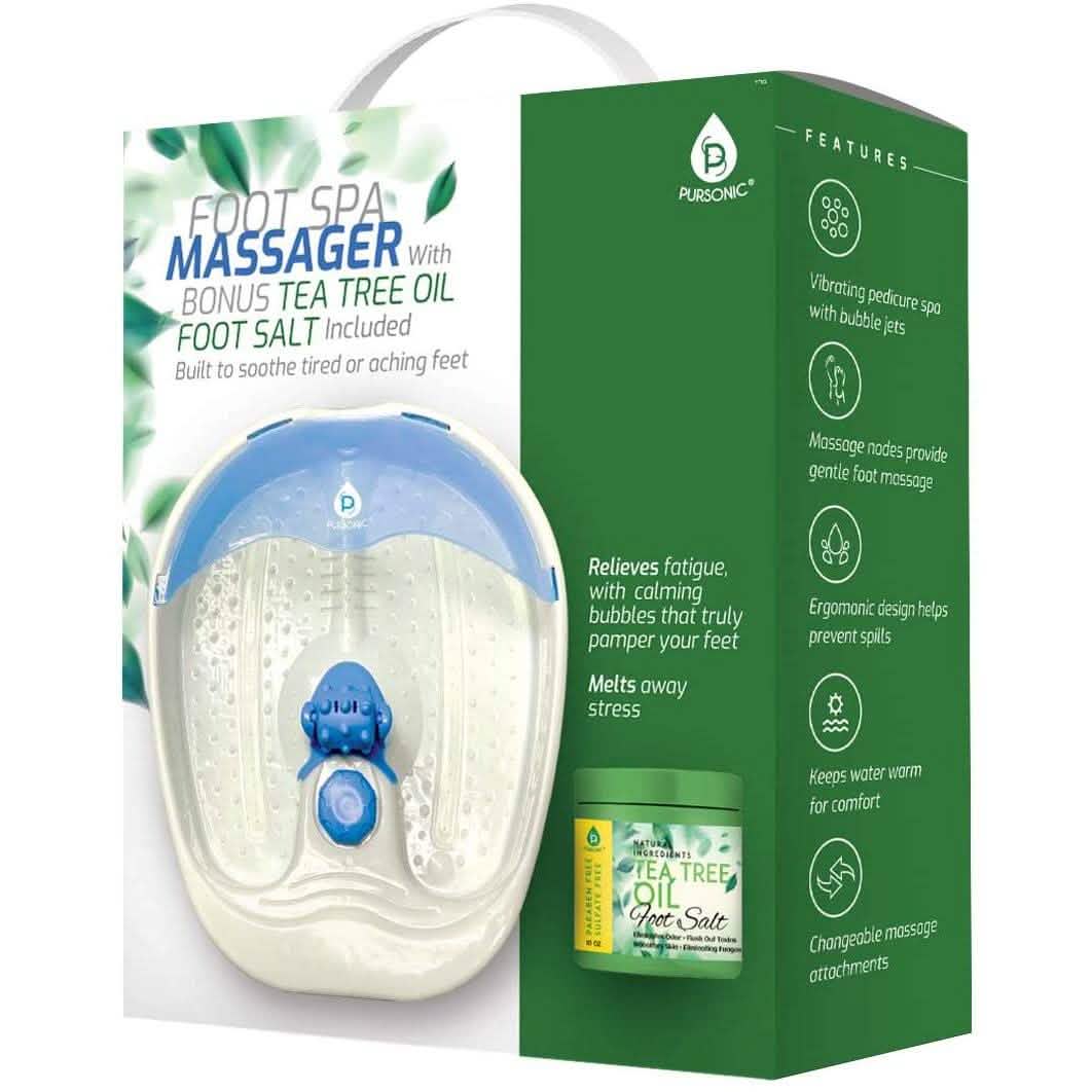 Pursonic Foot Spa Massager with Vibrating Bubbles & Tea Tree Oil Foot Salt Scrub with Epsom Salt-Pursonic Foot Spa Massager with Vibrating Bubbles & Tea Tree Oil Foot Salt Scrub with Epsom Salt