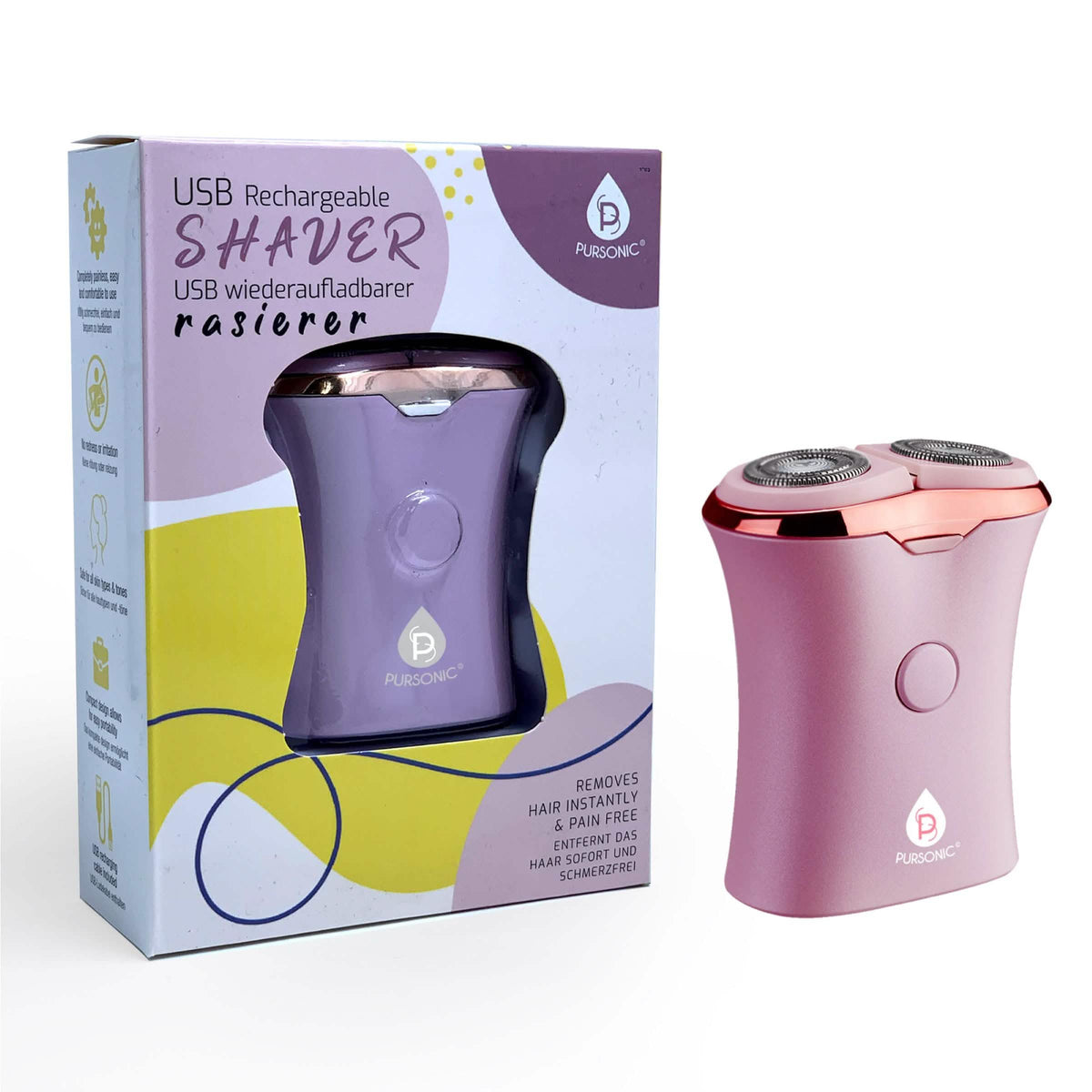 Pursonic Ladies' USB Rechargeable Shaver-Pursonic Ladies' USB Rechargeable Shaver