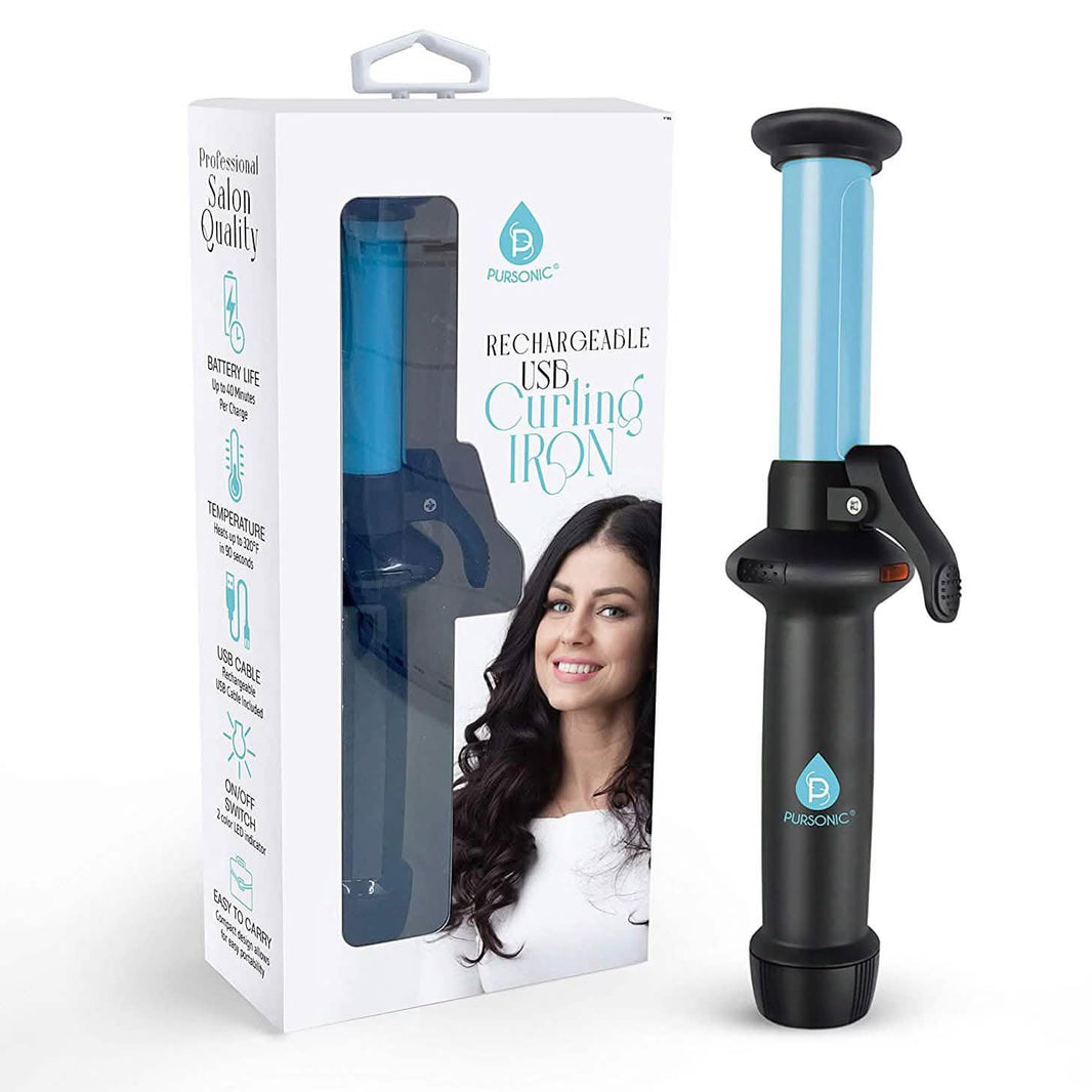 Pursonic Portable Cordless Rechargeable USB Curling Iron-Pursonic Portable Cordless Rechargeable USB Curling Iron