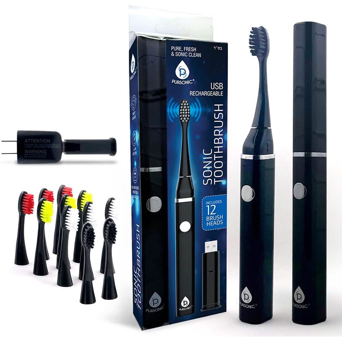Pursonic Professional Removable USB Rechargeable Sonic Toothbrush Set-Pursonic Professional Removable USB Rechargeable Sonic Toothbrush Set