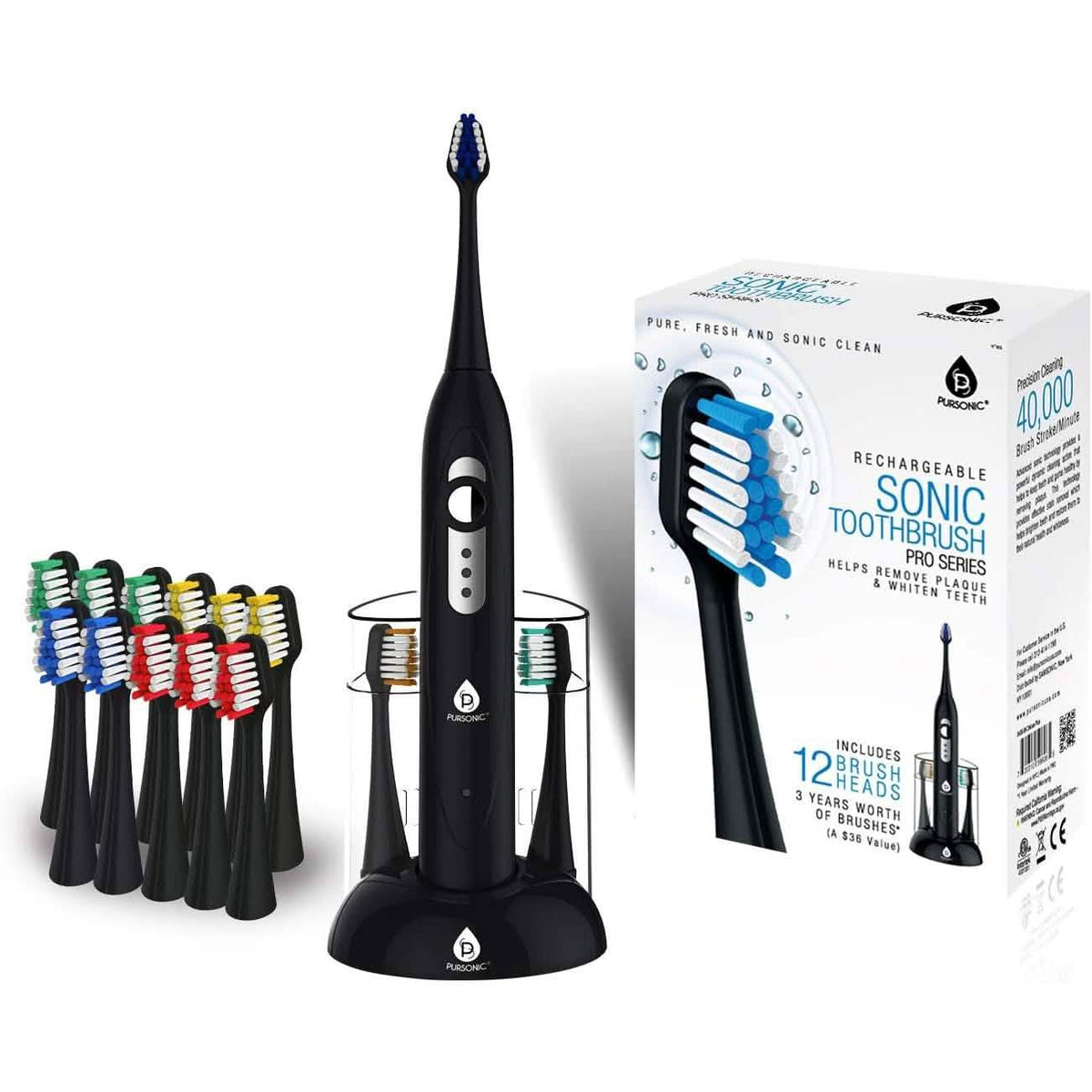 Pursonic S430 Smart Series Electronic Power Rechargeable Sonic Toothbrush-Pursonic S430 Smart Series Electronic Power Rechargeable Sonic Toothbrush