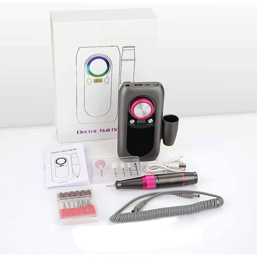 Rechargeable Nail Drill Kit with 2000mAh Phone Power Bank-Rechargeable Nail Drill Kit with 2000mAh Phone Power Bank