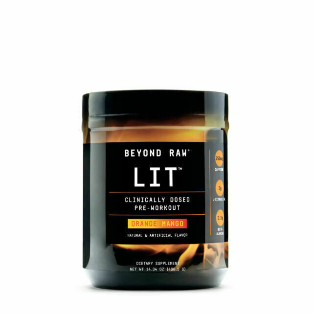 GNC Beyond Raw LIT Pre-Workout Powder, Orange, 30 Servings, 14.34 Oz (Best By 2/2028)-GNC Beyond Raw LIT Pre-Workout Powder, Orange, 30 Servings, 14.34 Oz (Best By 2/2028)
