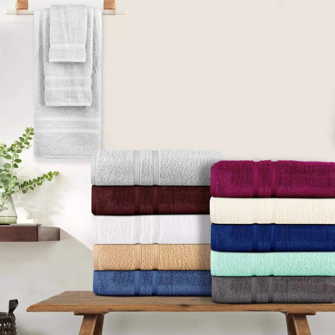 12-Piece Set: Bibb Home Zero Twist Egyptian Cotton Towel Set-12-Piece Set: Bibb Home Zero Twist Egyptian Cotton Towel Set