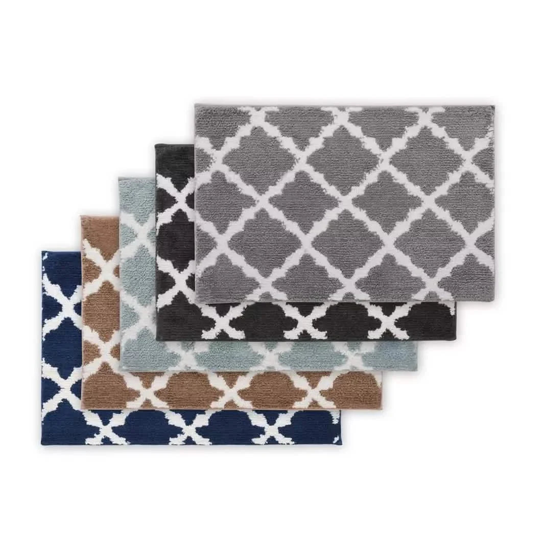 Bibb Home 1-2 Pack Trellis Micro Shag Bath Rugs 20"x 32"-Bibb Home 1-2 Pack Trellis Micro Shag Bath Rugs 20"x 32"