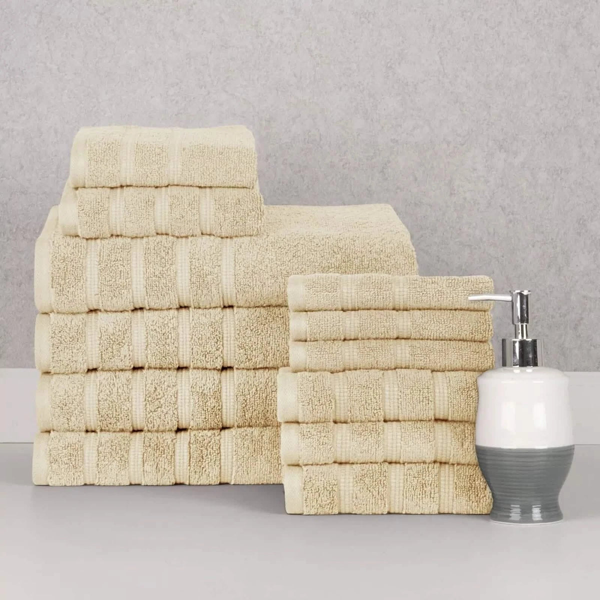 12-Piece Set: Bibb Home Zero Twist Egyptian Cotton Towel Set-12-Piece Set: Bibb Home Zero Twist Egyptian Cotton Towel Set