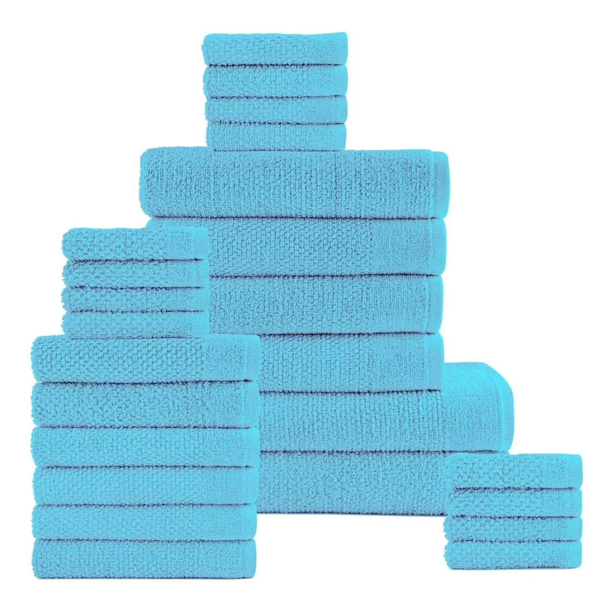 24-Piece Set: Dan River Popcorn Cotton Bath Towel Set-24-Piece Set: Dan River Popcorn Cotton Bath Towel Set