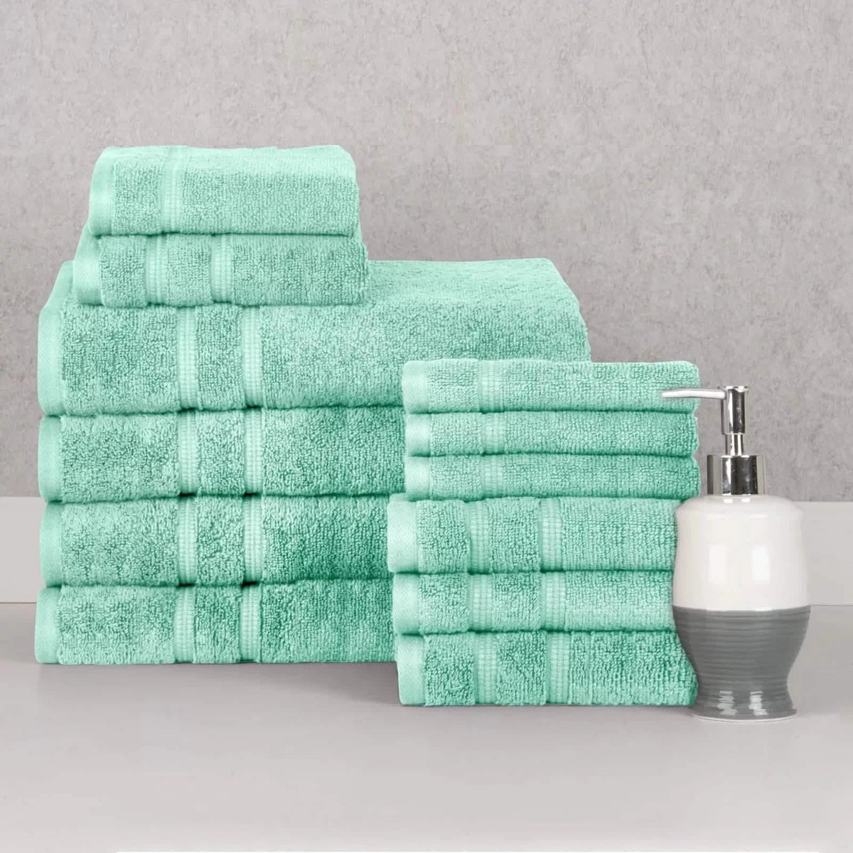 12-Piece Set: Bibb Home Zero Twist Egyptian Cotton Towel Set-12-Piece Set: Bibb Home Zero Twist Egyptian Cotton Towel Set