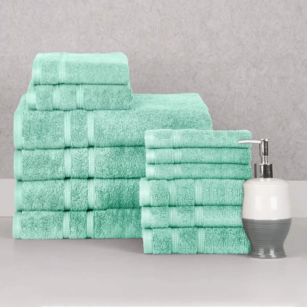 12-Piece Set: Bibb Home Zero Twist Egyptian Cotton Towel Set-12-Piece Set: Bibb Home Zero Twist Egyptian Cotton Towel Set