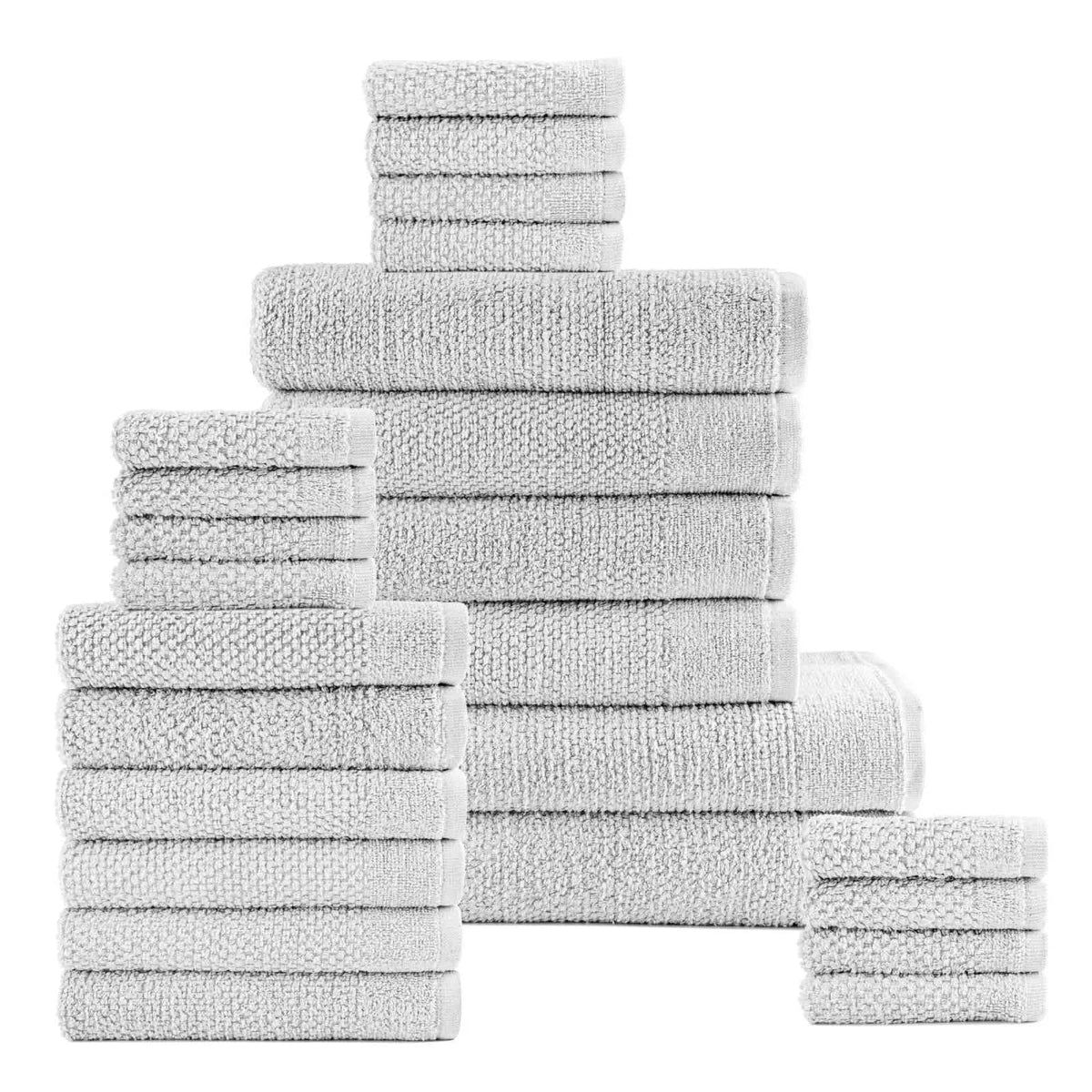 24-Piece Set: Dan River Popcorn Cotton Bath Towel Set-24-Piece Set: Dan River Popcorn Cotton Bath Towel Set