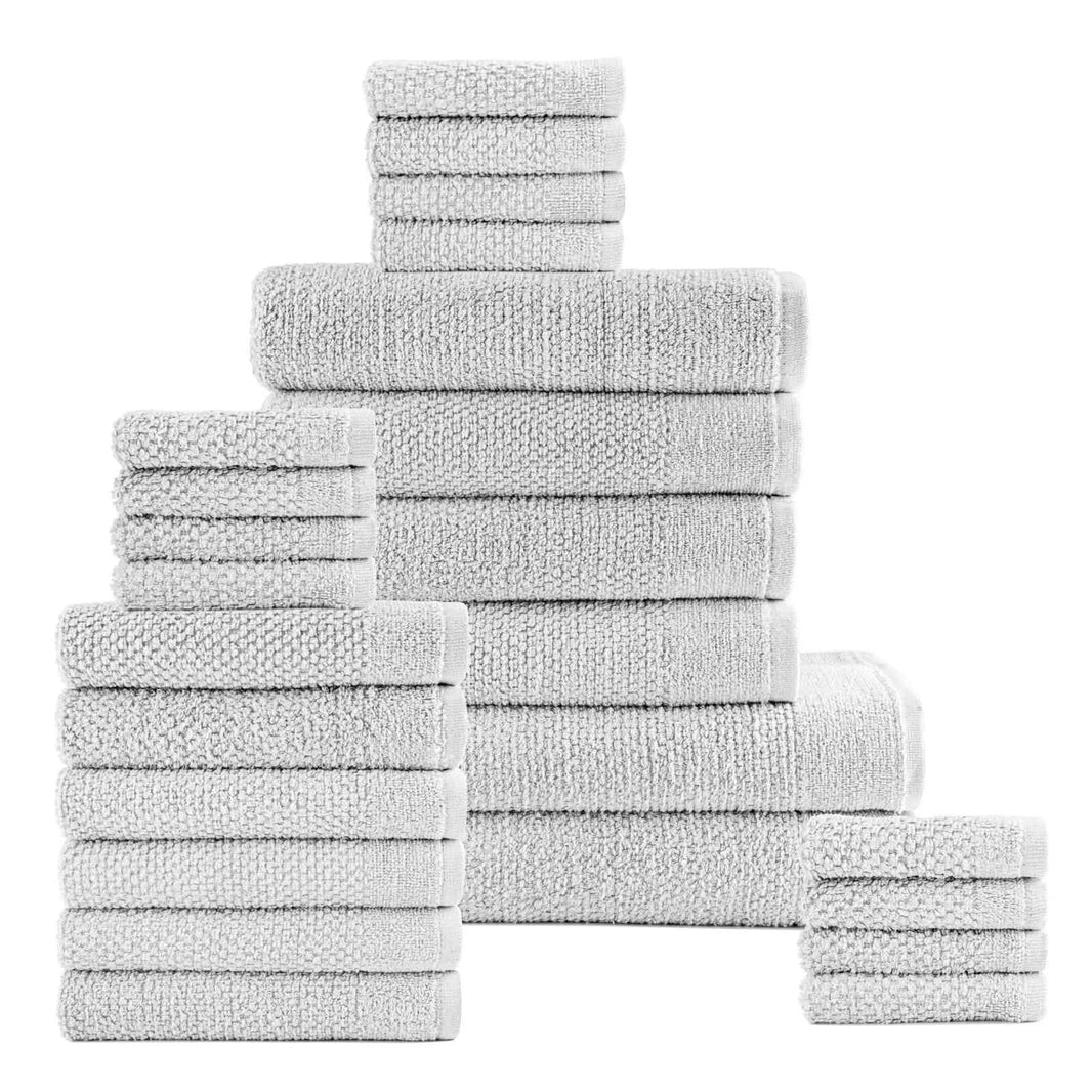 24-Piece Set: Dan River Popcorn Cotton Bath Towel Set-24-Piece Set: Dan River Popcorn Cotton Bath Towel Set