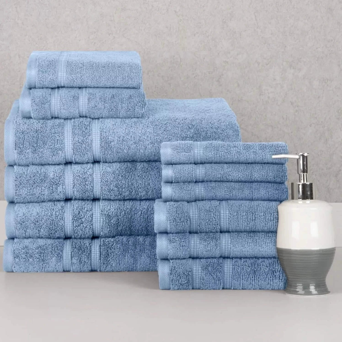 12-Piece Set: Bibb Home Zero Twist Egyptian Cotton Towel Set-12-Piece Set: Bibb Home Zero Twist Egyptian Cotton Towel Set