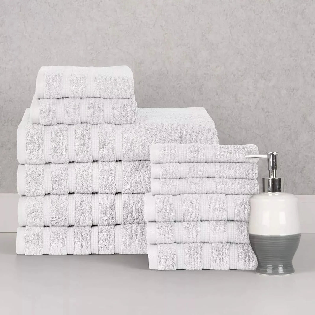 12-Piece Set: Bibb Home Zero Twist Egyptian Cotton Towel Set-12-Piece Set: Bibb Home Zero Twist Egyptian Cotton Towel Set