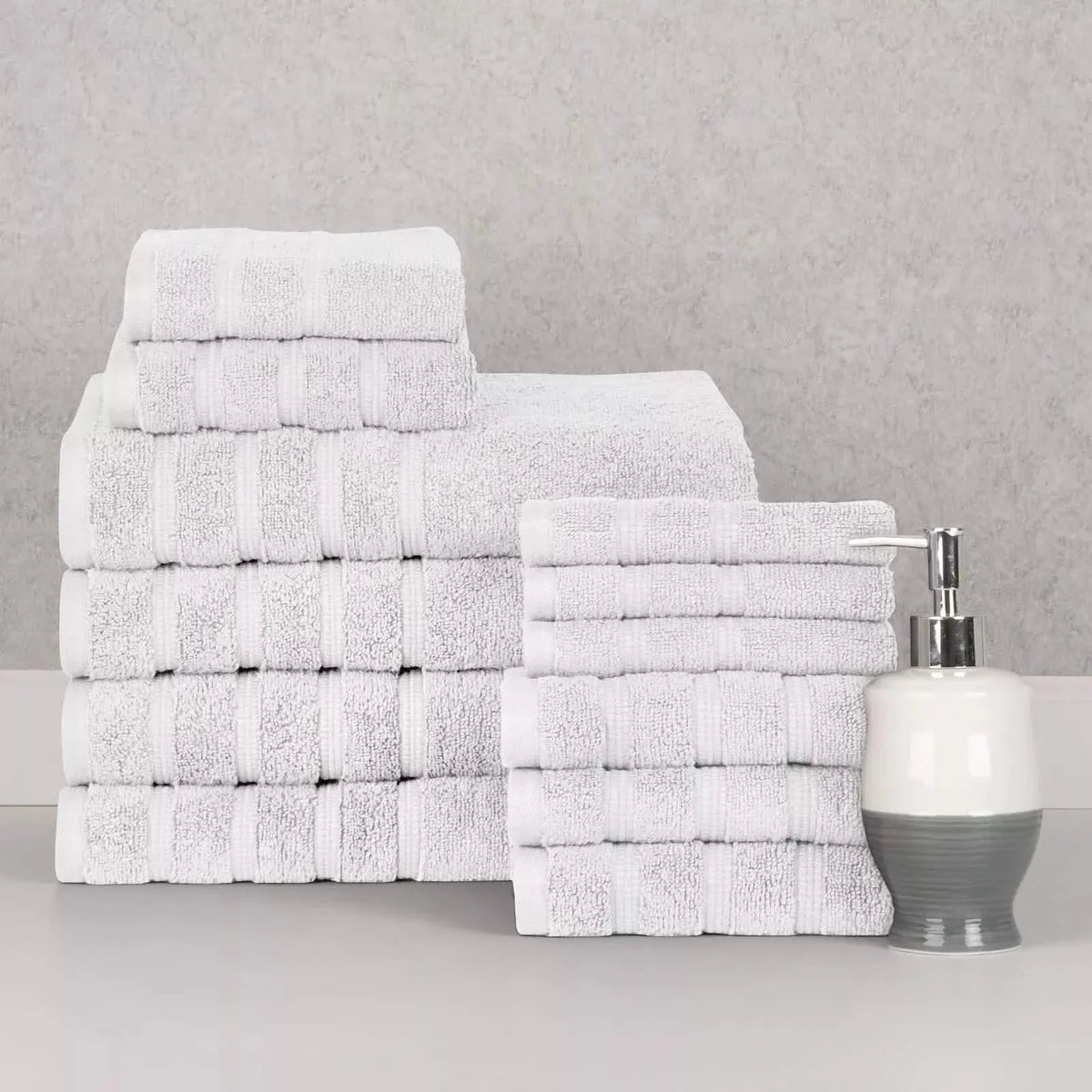12-Piece Set: Bibb Home Zero Twist Egyptian Cotton Towel Set-12-Piece Set: Bibb Home Zero Twist Egyptian Cotton Towel Set
