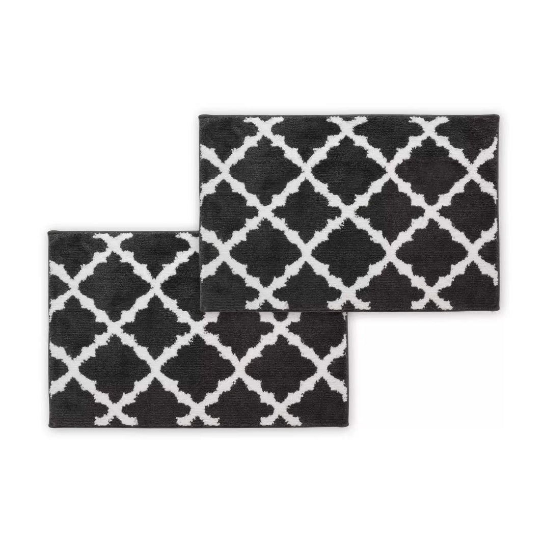 Bibb Home 1-2 Pack Trellis Micro Shag Bath Rugs 20"x 32"-Bibb Home 1-2 Pack Trellis Micro Shag Bath Rugs 20"x 32"