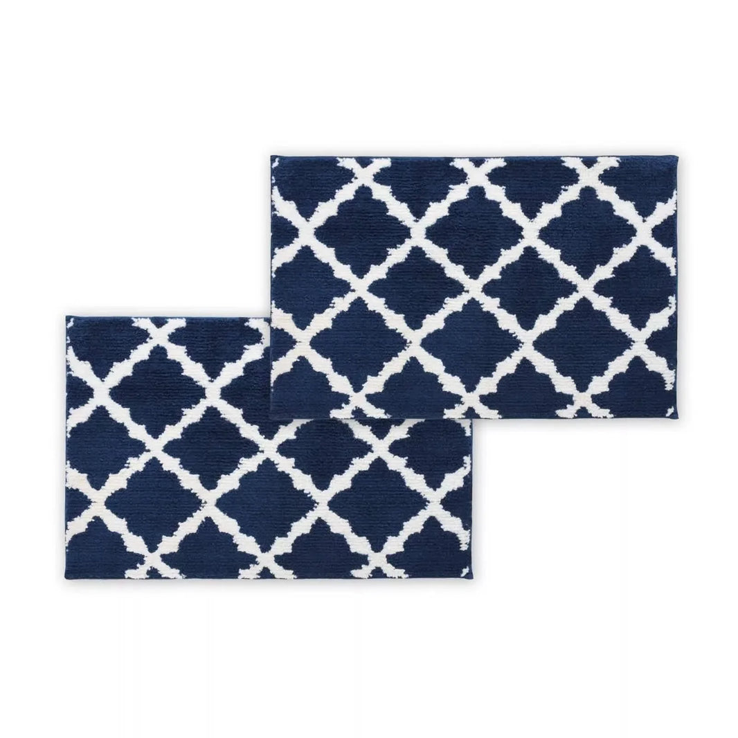 Bibb Home 1-2 Pack Trellis Micro Shag Bath Rugs 20"x 32"-Bibb Home 1-2 Pack Trellis Micro Shag Bath Rugs 20"x 32"