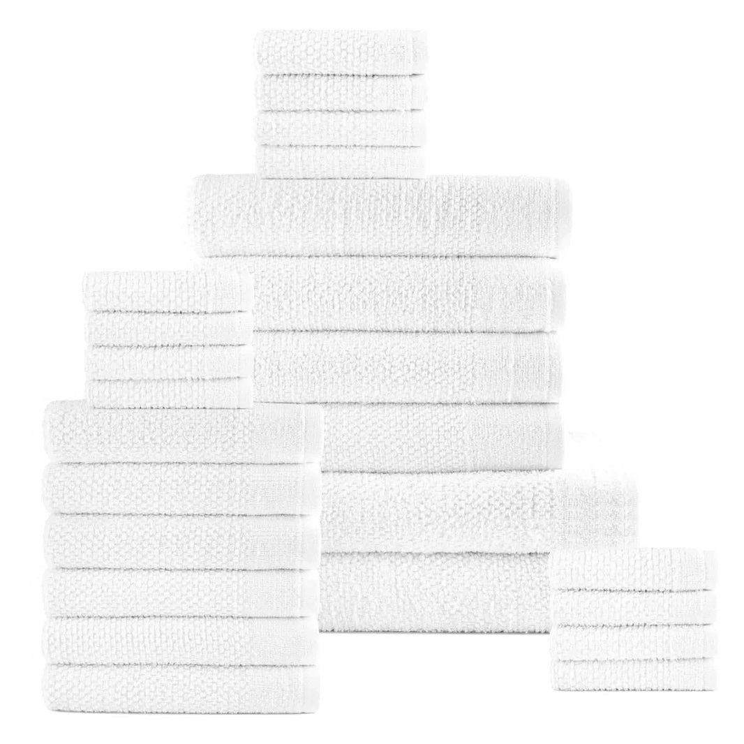 24-Piece Set: Dan River Popcorn Cotton Bath Towel Set-24-Piece Set: Dan River Popcorn Cotton Bath Towel Set