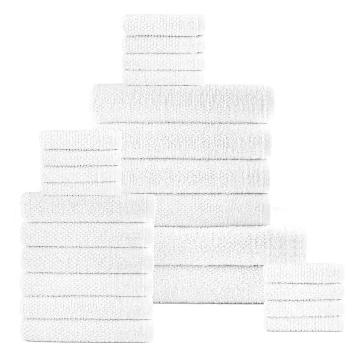 24-Piece Set: Dan River Popcorn Cotton Bath Towel Set-24-Piece Set: Dan River Popcorn Cotton Bath Towel Set
