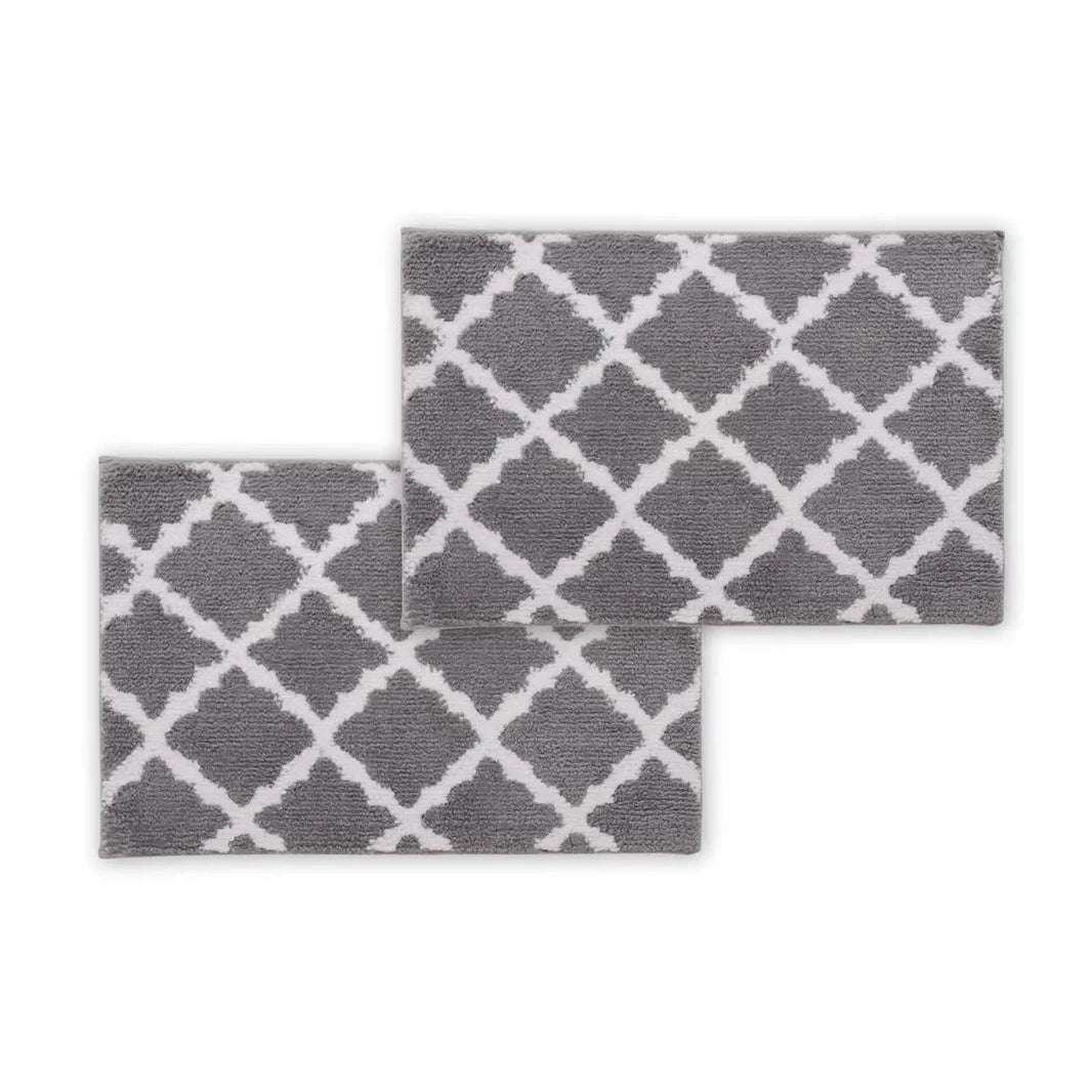 Bibb Home 1-2 Pack Trellis Micro Shag Bath Rugs 20"x 32"-Bibb Home 1-2 Pack Trellis Micro Shag Bath Rugs 20"x 32"
