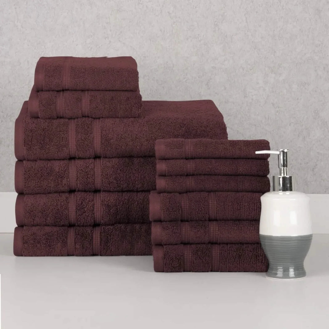 12-Piece Set: Bibb Home Zero Twist Egyptian Cotton Towel Set-12-Piece Set: Bibb Home Zero Twist Egyptian Cotton Towel Set