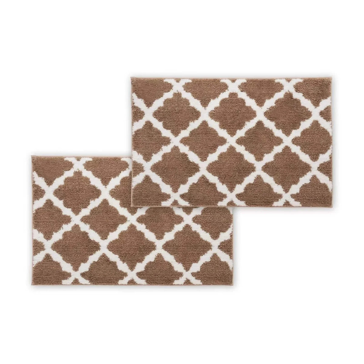 Bibb Home 1-2 Pack Trellis Micro Shag Bath Rugs 20"x 32"-Bibb Home 1-2 Pack Trellis Micro Shag Bath Rugs 20"x 32"