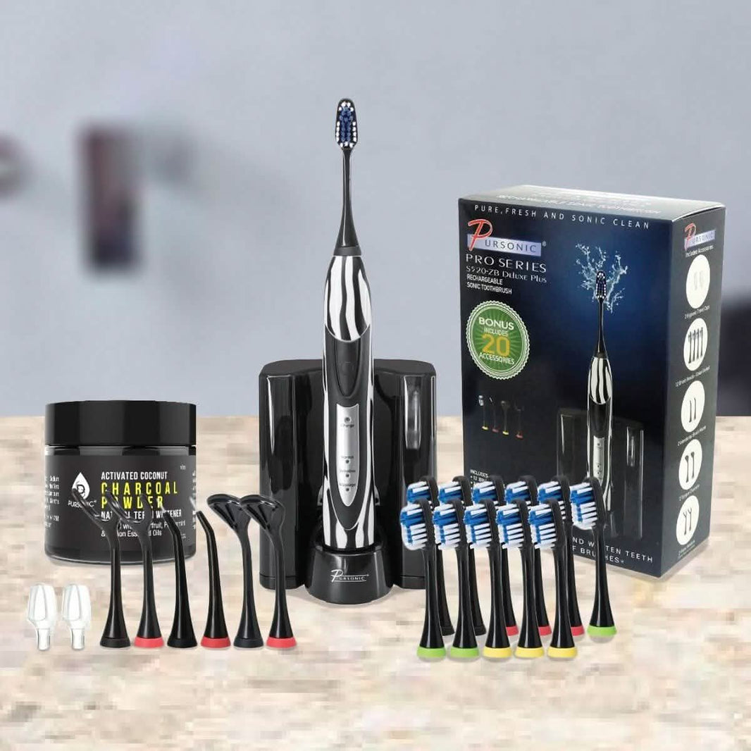 S520 Sonic Toothbrush - Accessories and Activated Coconut Charcoal Powder-S520 Sonic Toothbrush - Accessories and Activated Coconut Charcoal Powder