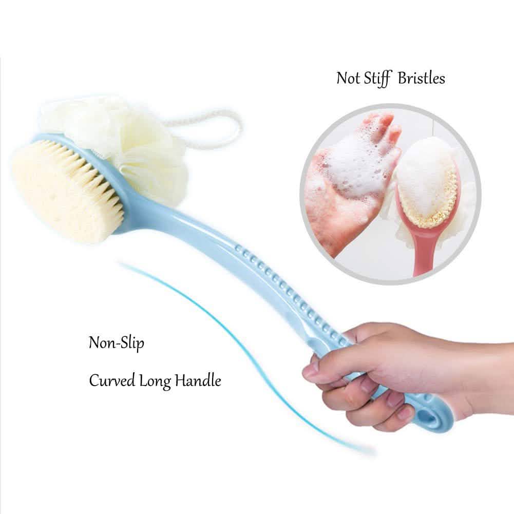 Shower Body Brush with Bristles and Loofah-Shower Body Brush with Bristles and Loofah