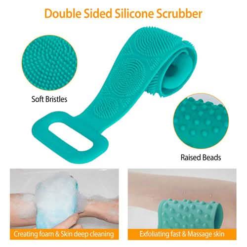Silicone Back Scrubber Belt for Shower Exfoliating Foaming Body-Silicone Back Scrubber Belt for Shower Exfoliating Foaming Body